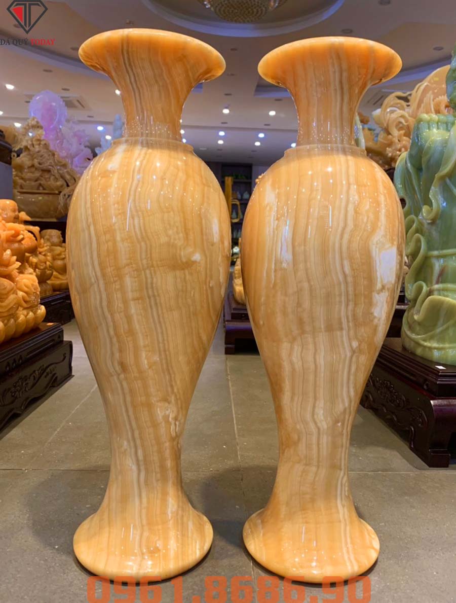 Lục bình phong thủy bằng ngọc hoàng long 60x20cm